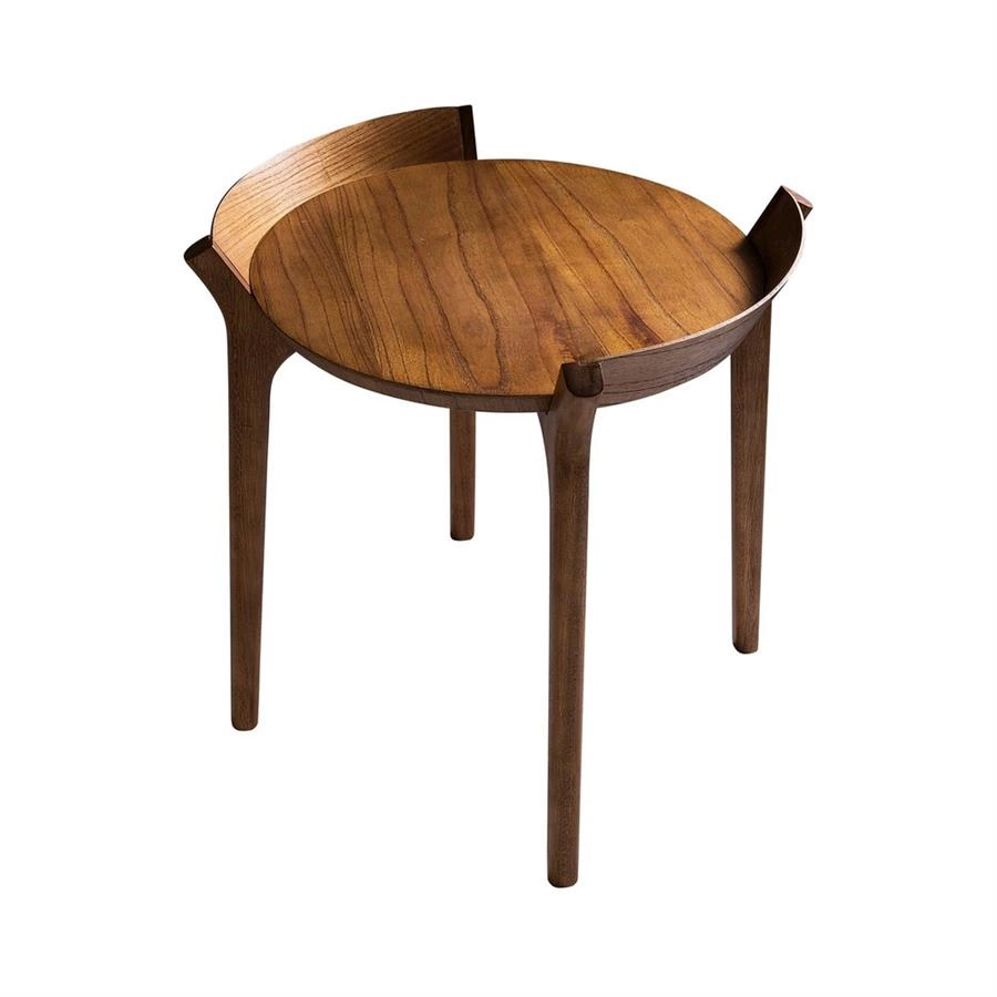 mesa lateral redonda em madeira terres