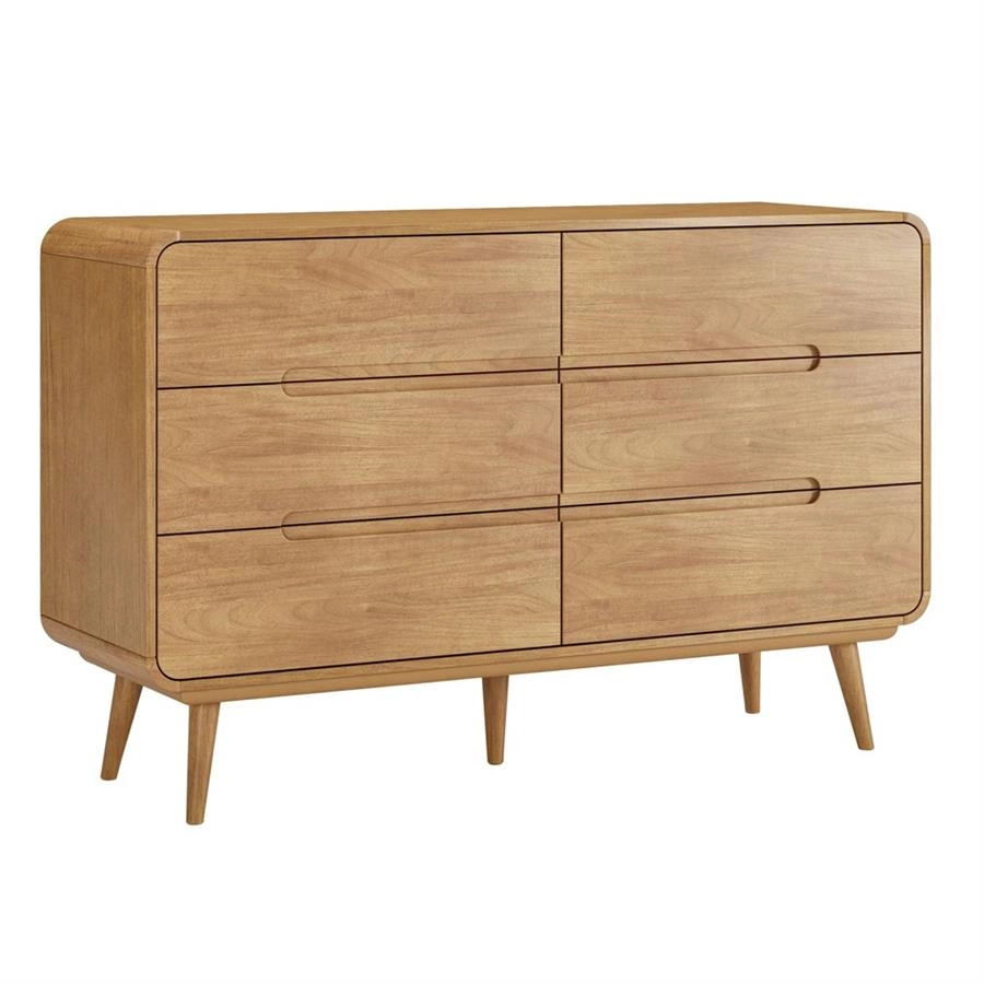 cômoda com 6 gavetas em madeira arredondada kline