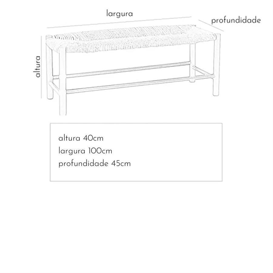 banco retangular de palha natural trancoso