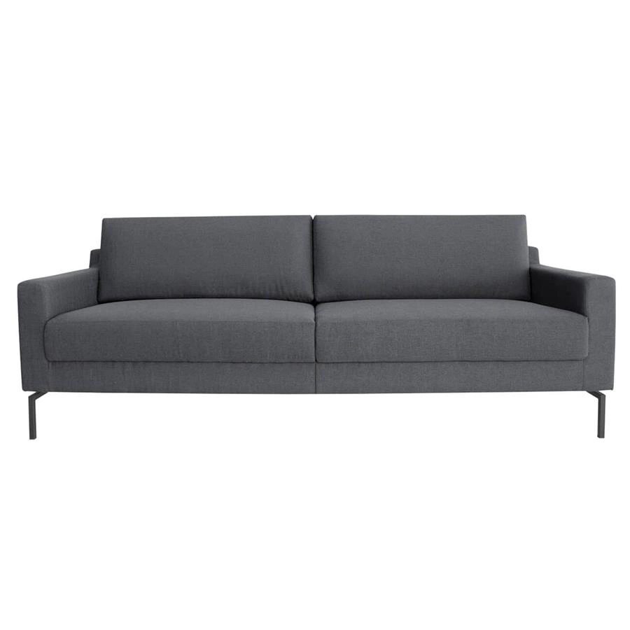 sofá bipartido 240cm boxy em linho cinza escuro