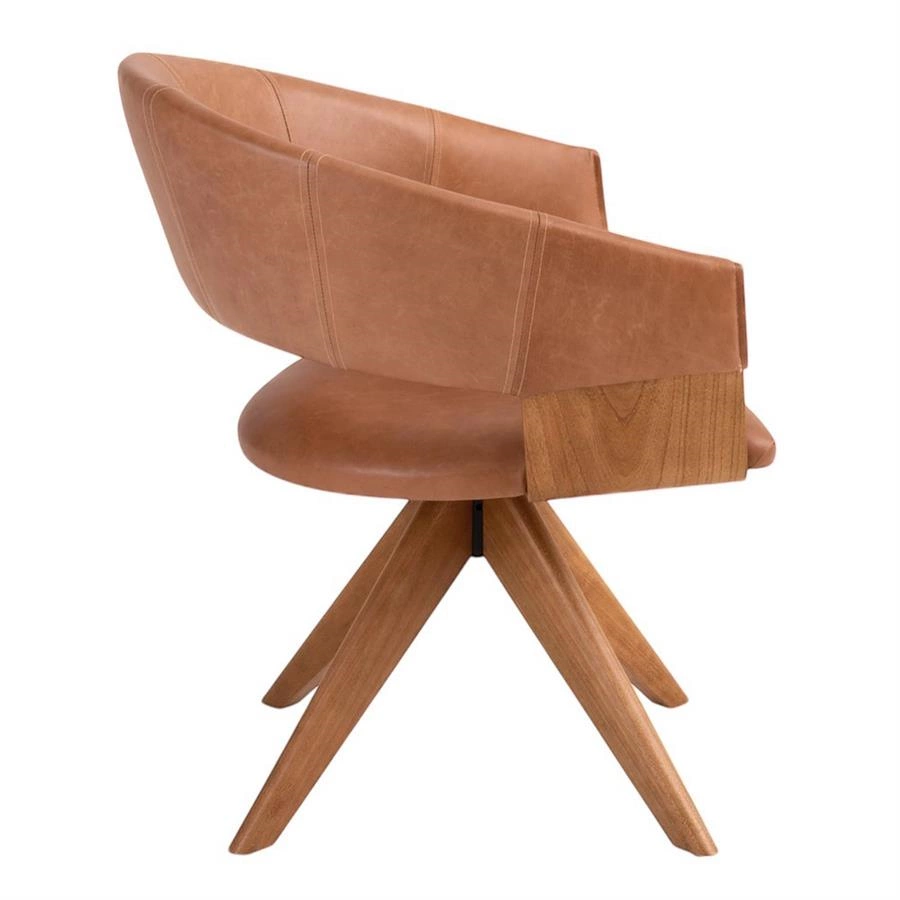 poltrona giratória em couro natural olmo